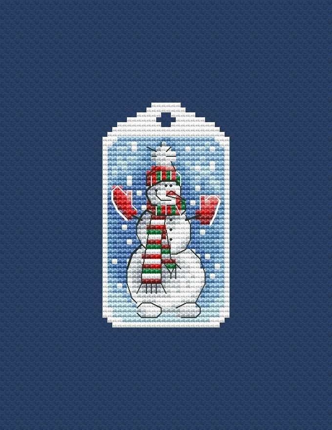 Christmas Keychain 2. Snowman Cross Stitch Pattern фото 1