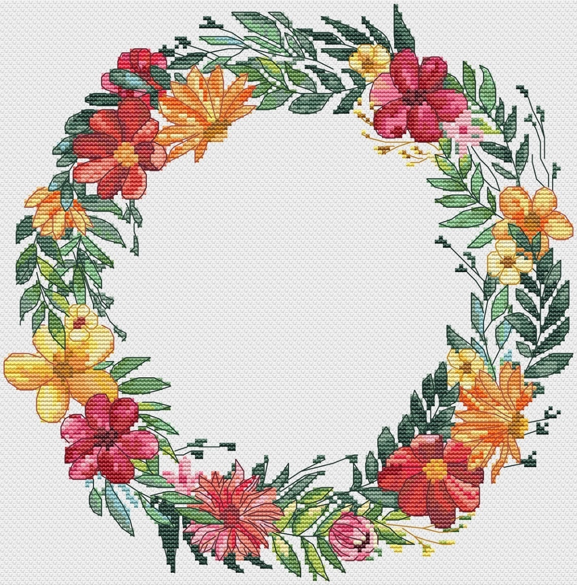 A Summer Wreath Cross Stitch Pattern фото 1