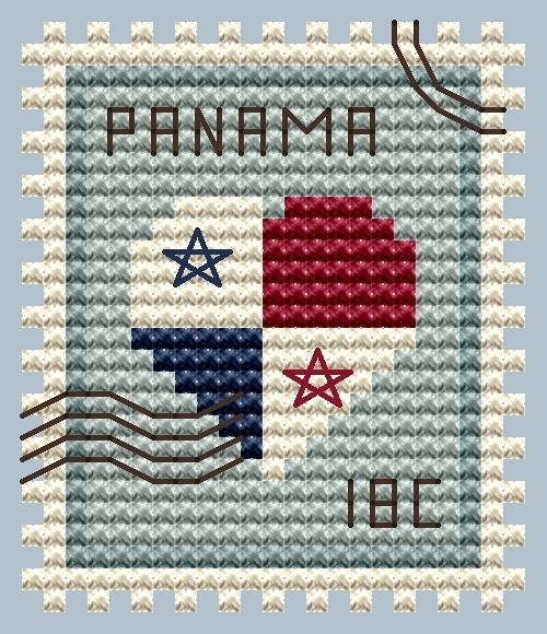 Panama Postage Stamp Cross Stitch Pattern фото 1