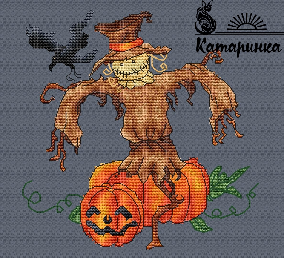 Scarecrow Cross Stitch Pattern фото 1