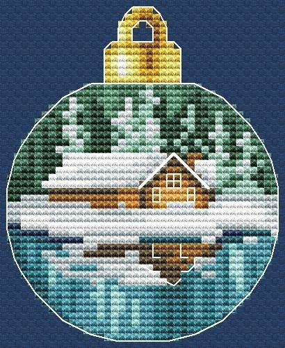 Christmas Bauble. Mountain Landscape 9 Cross Stitch Pattern фото 1