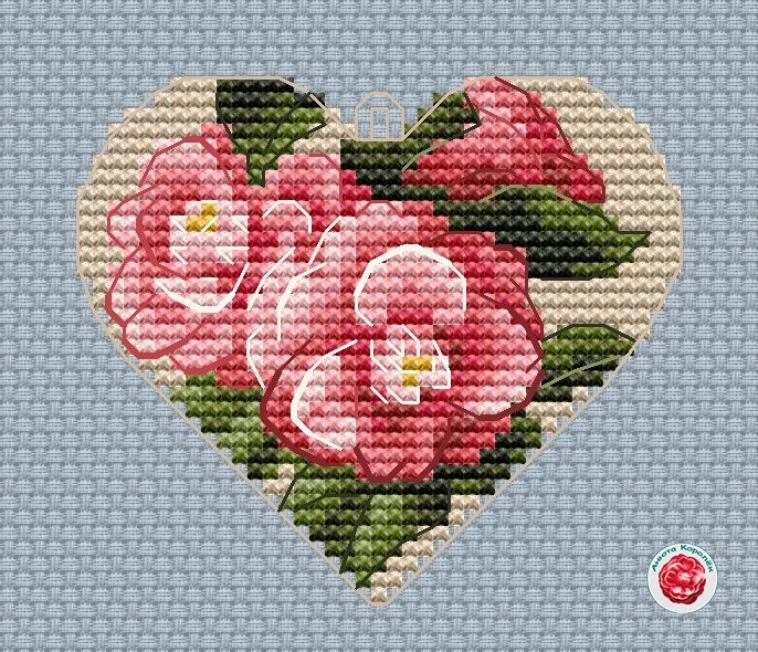 Heart. Camellia Cross Stitch Pattern фото 1