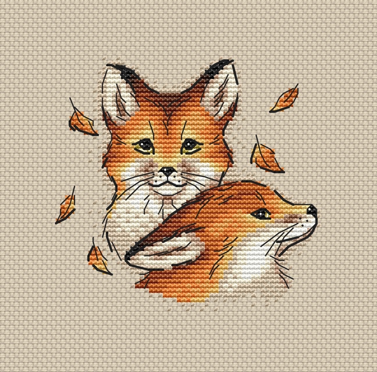 Autumn Foxes Cross Stitch Chart фото 1