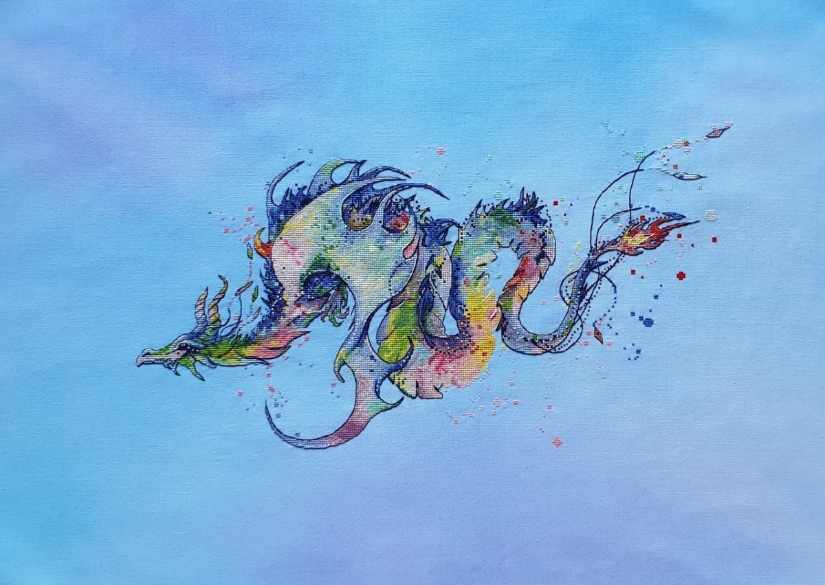 Watercolor Dragon Cross Stitch Pattern фото 2