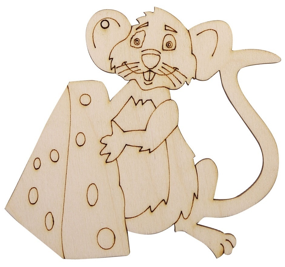 Wooden Mouse with Cheese фото 1