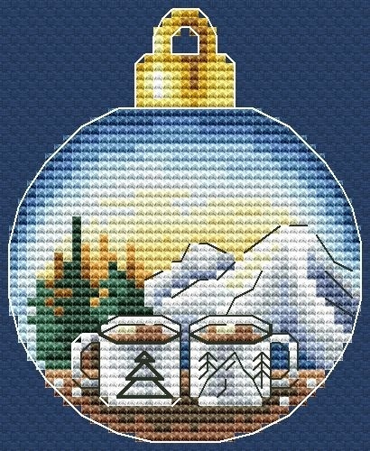 Christmas Bauble. Mountain Landscape 2 Cross Stitch Pattern фото 1