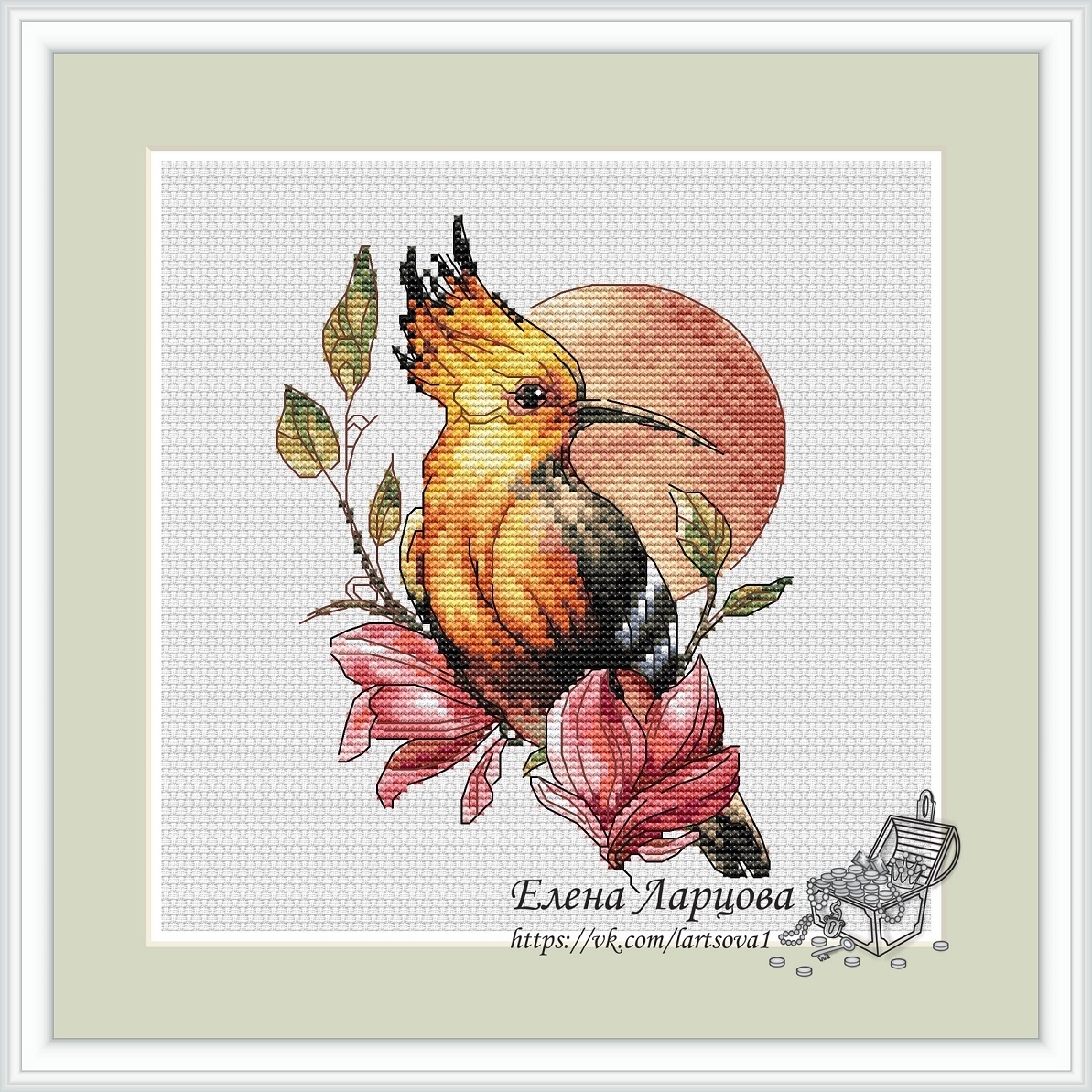 Exotic Birds. Hoopoe Cross Stitch Pattern фото 1