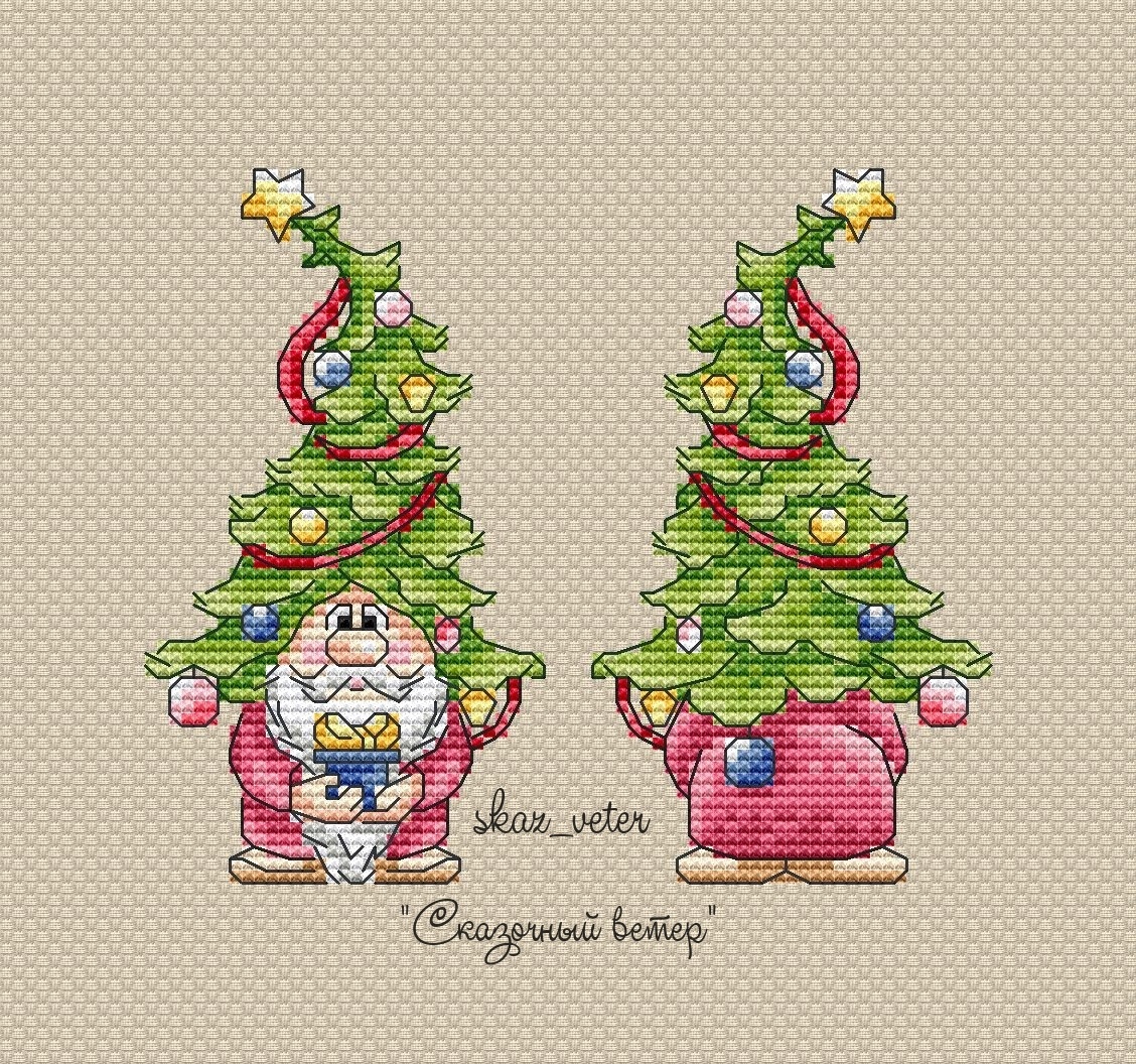 Gnome with a Gift Cross Stitch Chart фото 1