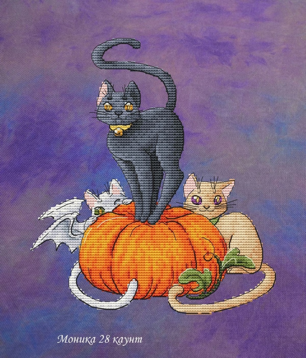 Cats and Pumpkin Cross Stitch Pattern фото 7