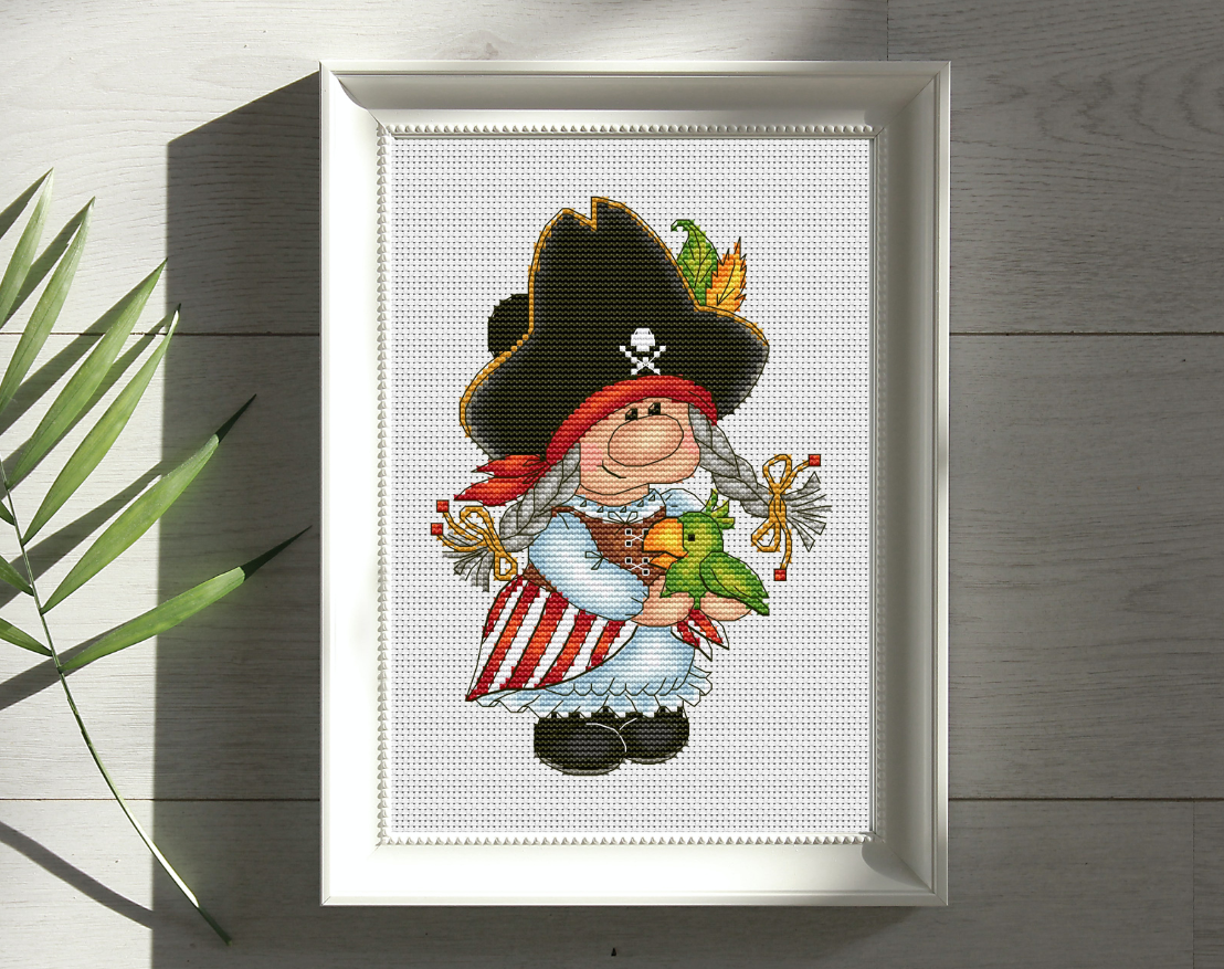 Pirate Girl Gnome Cross Stitch Pattern фото 1