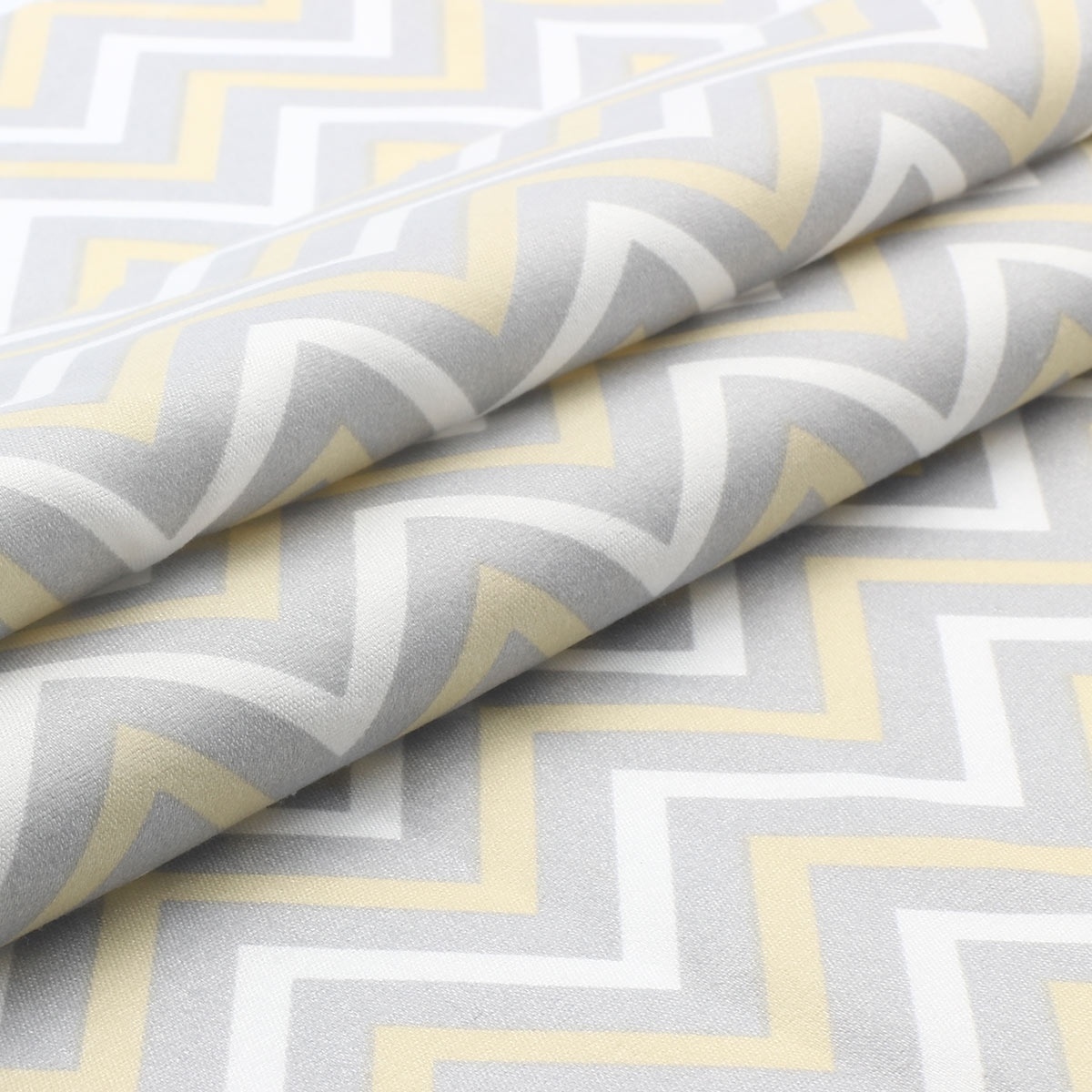 Colored Zig Zags Patchwork Fabric, White/Gray/Yellow фото 2