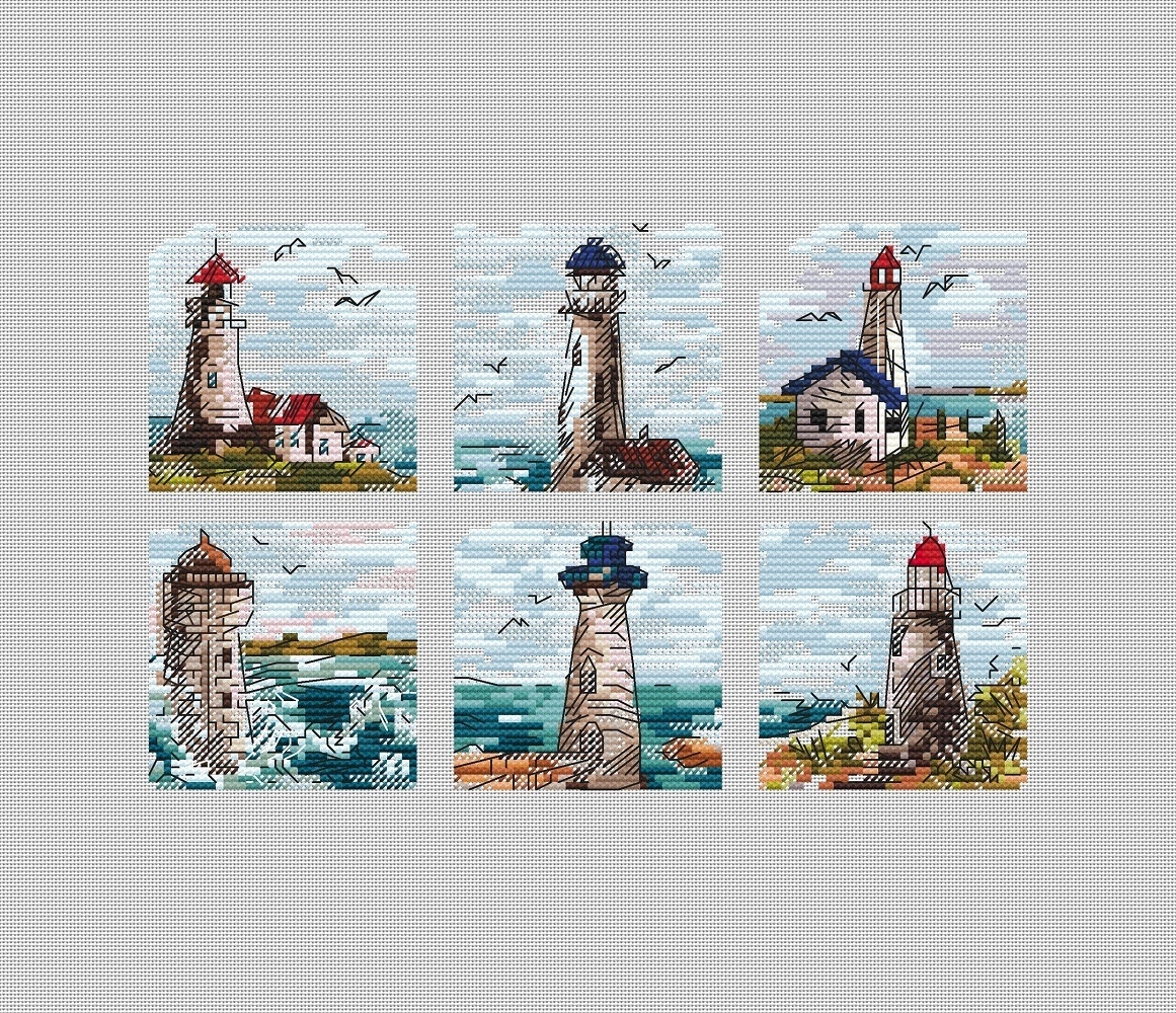 Lighthouse Miniatures Set Cross Stitch Pattern фото 6