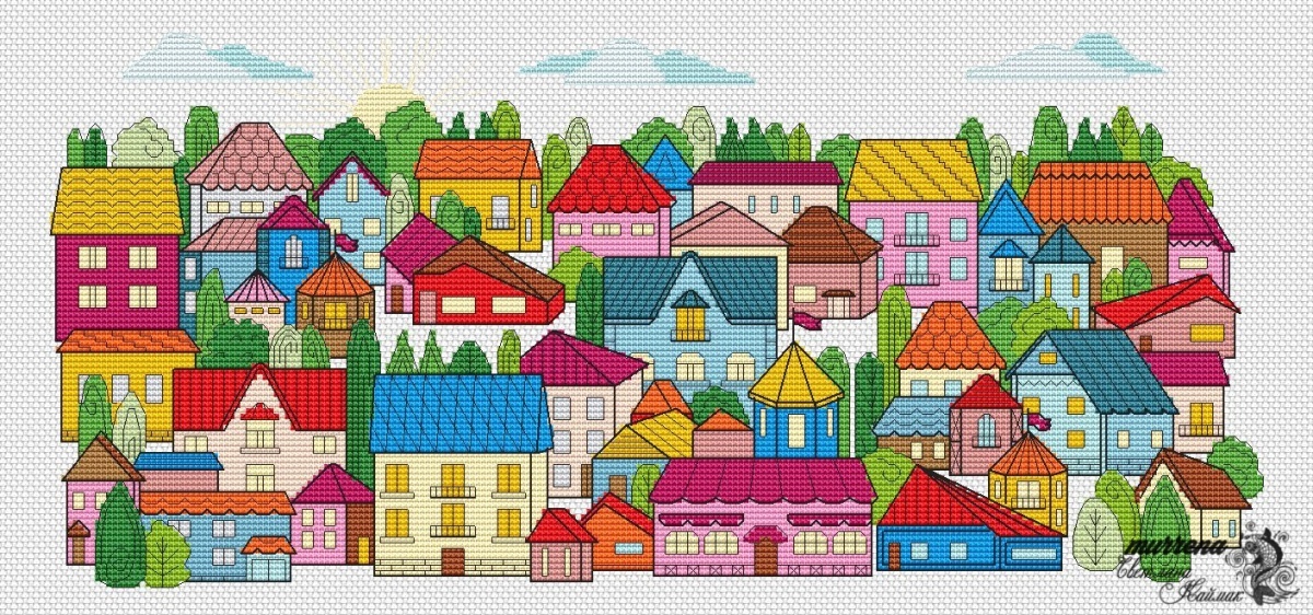 Painting My City Cross Stitch Pattern фото 1