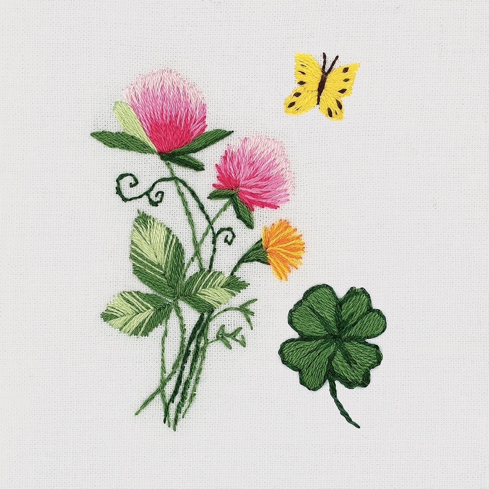 Small Bunch of Clovers Embroidery Kit фото 1