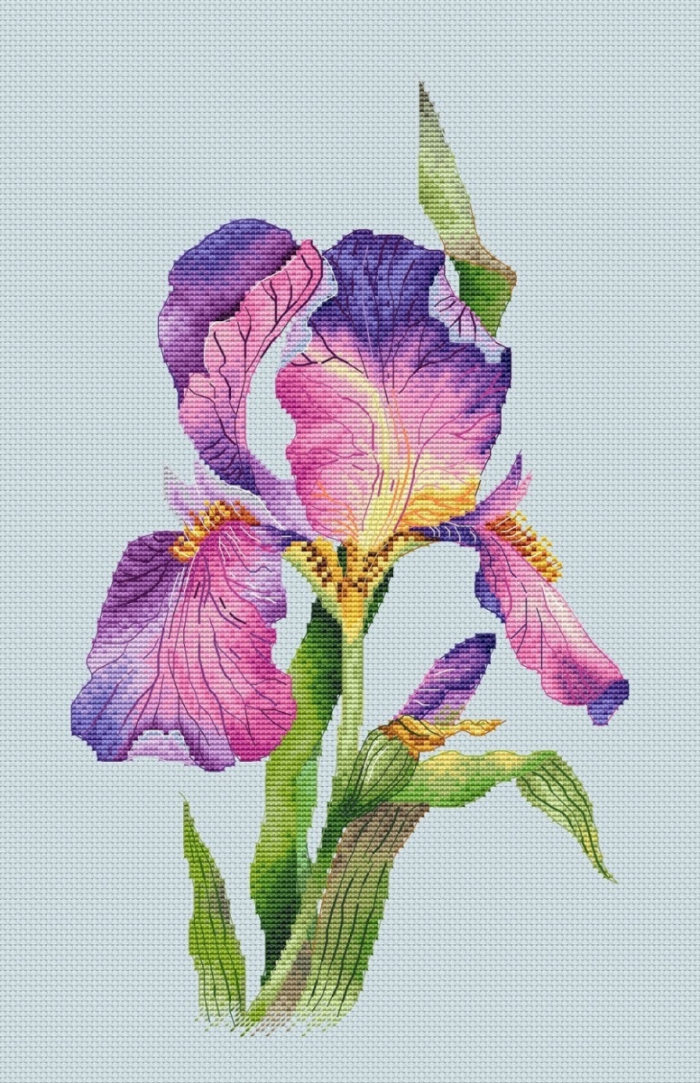 Lilac Iris Cross Stitch Pattern фото 4