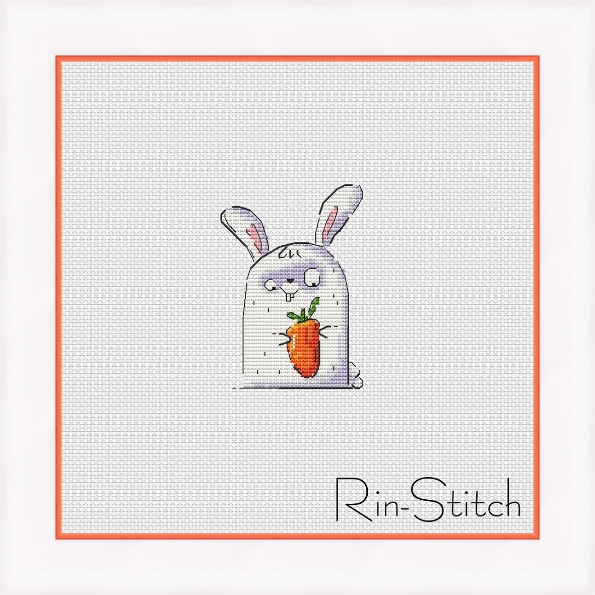 Bunny with Carrot Cross Stitch Chart фото 1