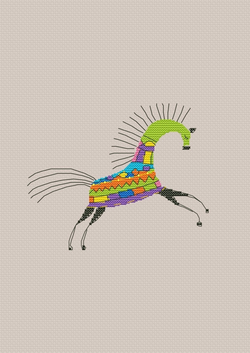 Tribal Horse Cross Stitch Pattern фото 1