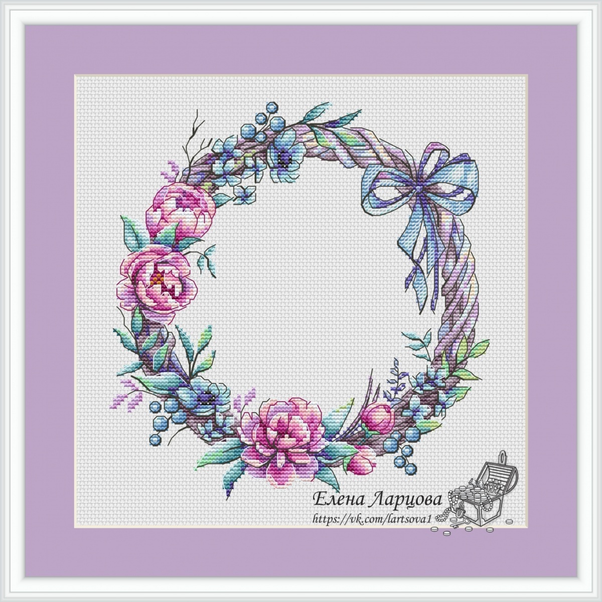 Wreath with Owl Cross Stitch Pattern, code EL-077 Elena Lartsova | Buy ...