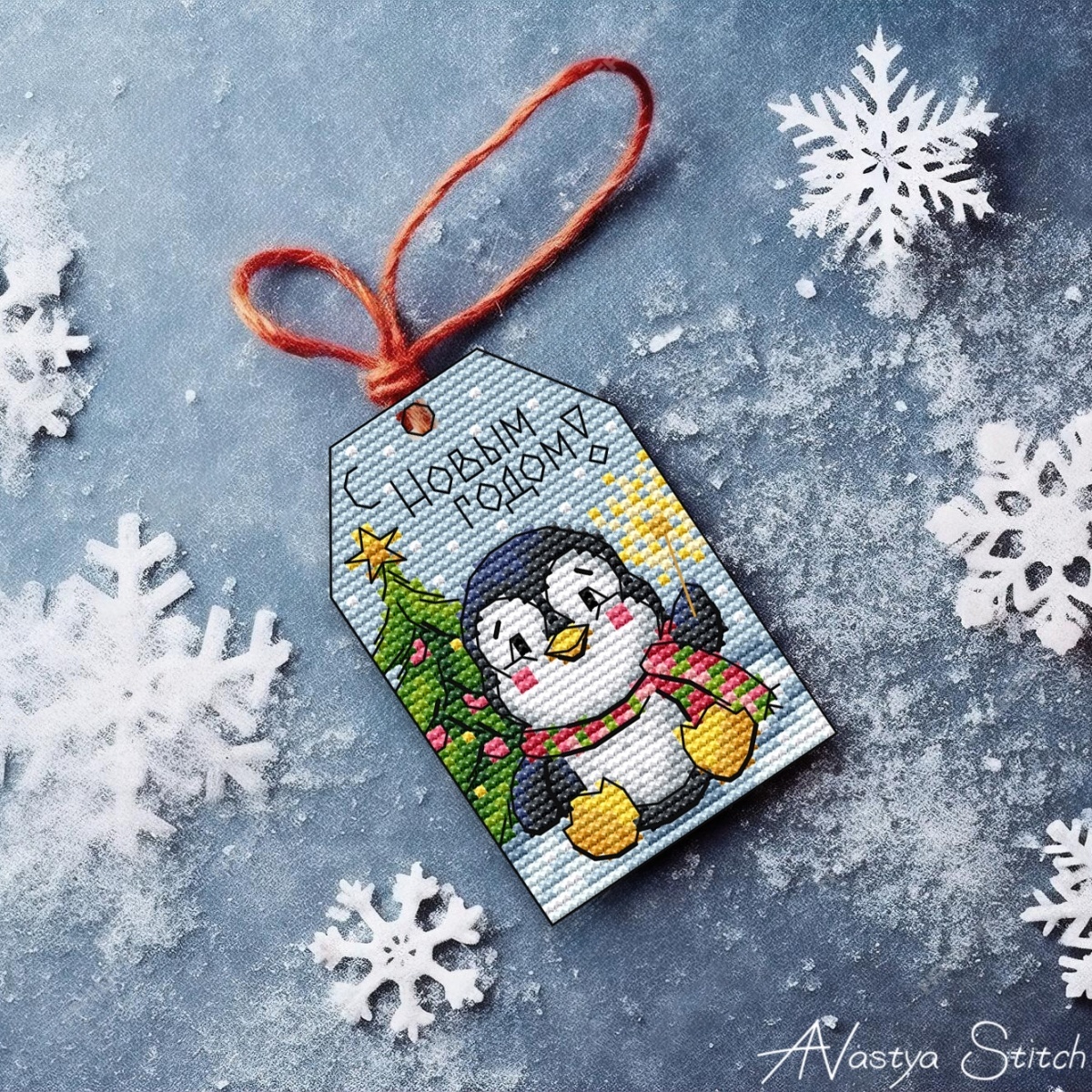 Christmas Tags. Penguin Cross Stitch Pattern фото 2