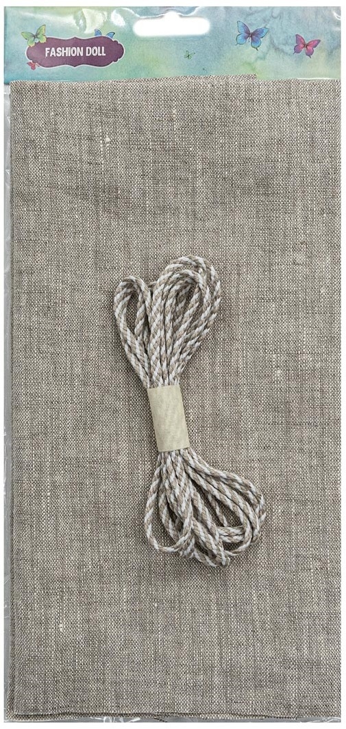 Grey&White-grey Linen with Cord Patchwork Fabric фото 2