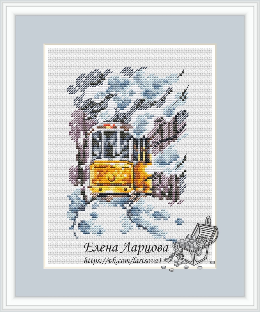 Tram - Winter Cross Stitch Pattern фото 1