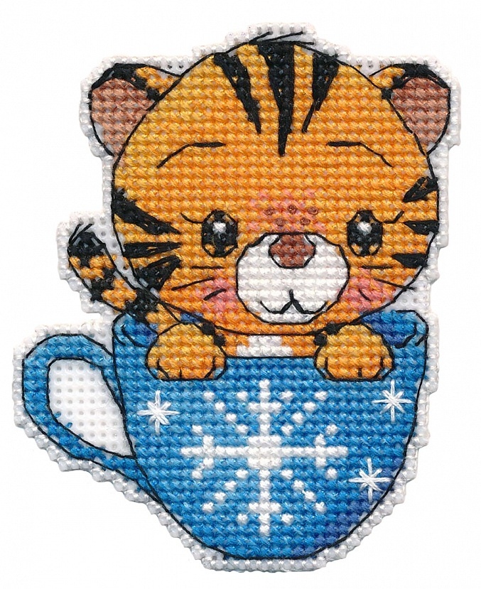 Tiger in a Cup. Magnet Cross Stitch Kit фото 1