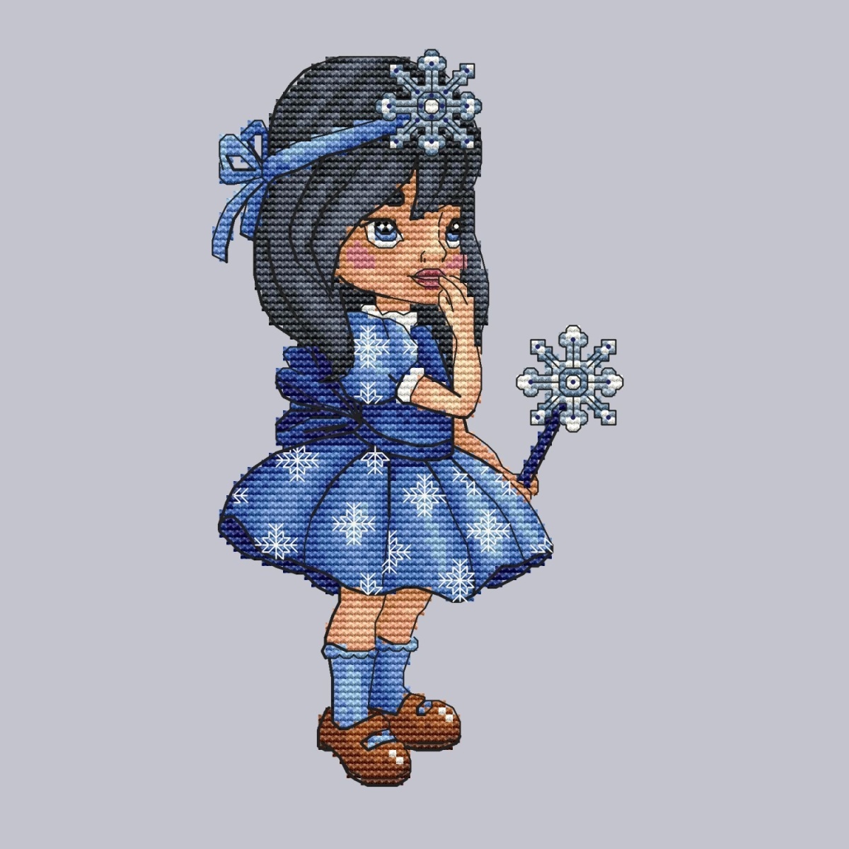 Girl in a Snowflake Outfit Cross Stitch Pattern фото 3