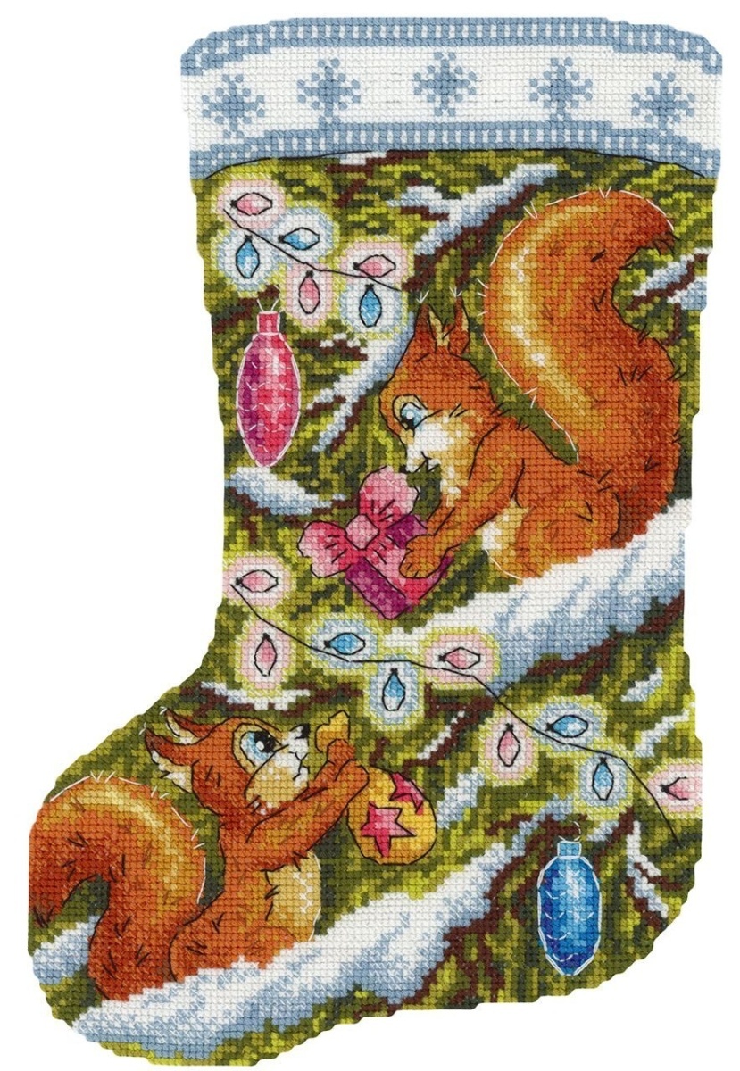 Surprise for a Squirrel Stocking Cross Stitch Kit фото 1