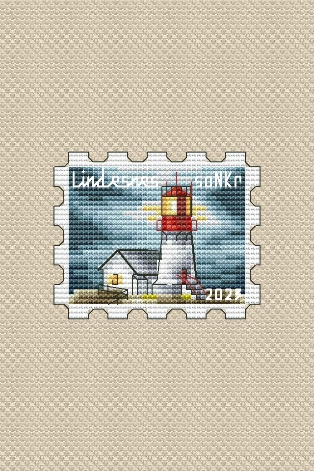 Lindesnes Lighthouse Postage Stamp Cross Stitch Pattern фото 1