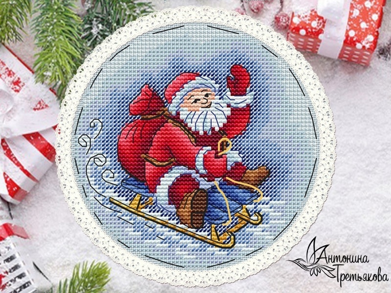 New Year's Сharacters. Santa Cross Stitch Pattern фото 1
