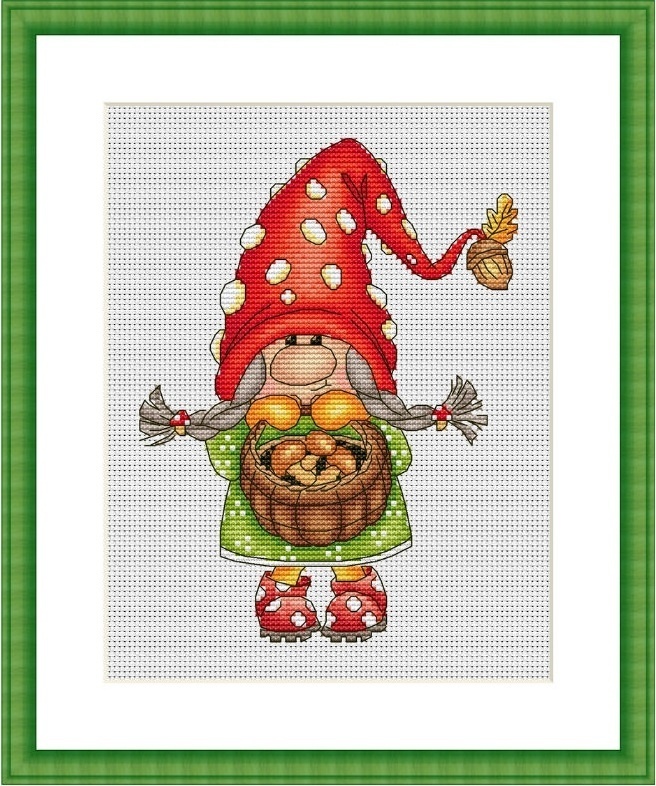 Mushroom Gnome Girl Cross Stitch Pattern фото 2