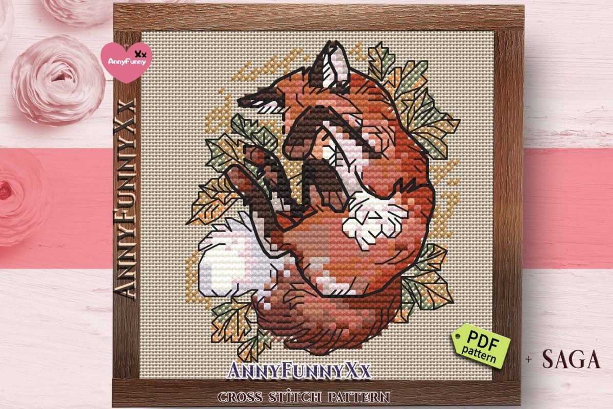 Small Sleeping Fox Cross Stitch Pattern фото 3
