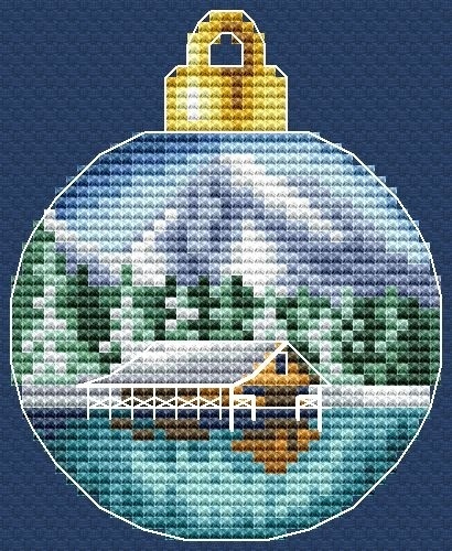 Christmas Bauble. Mountain Landscape 8 Cross Stitch Pattern фото 1