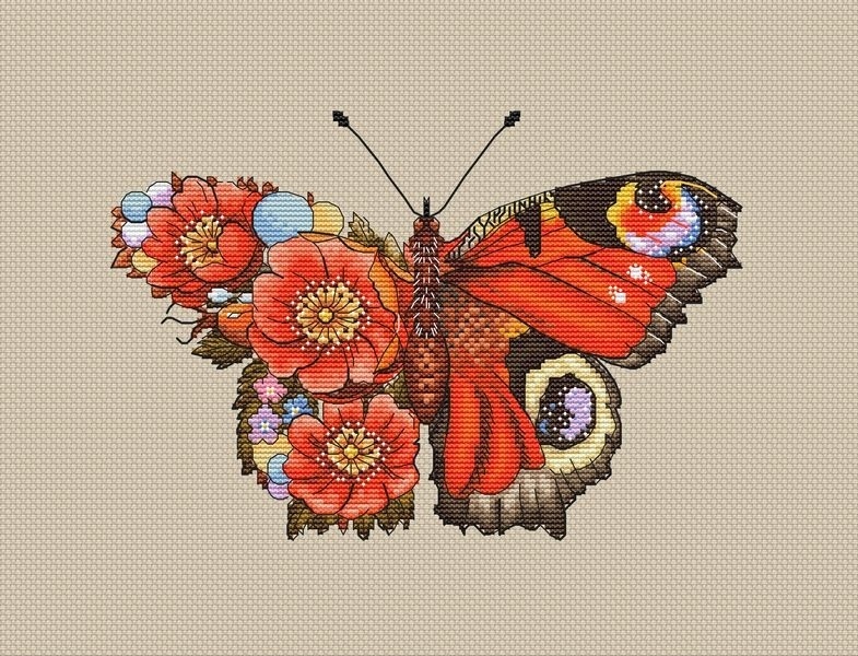 Red Butterfly Cross Stitch Pattern фото 2
