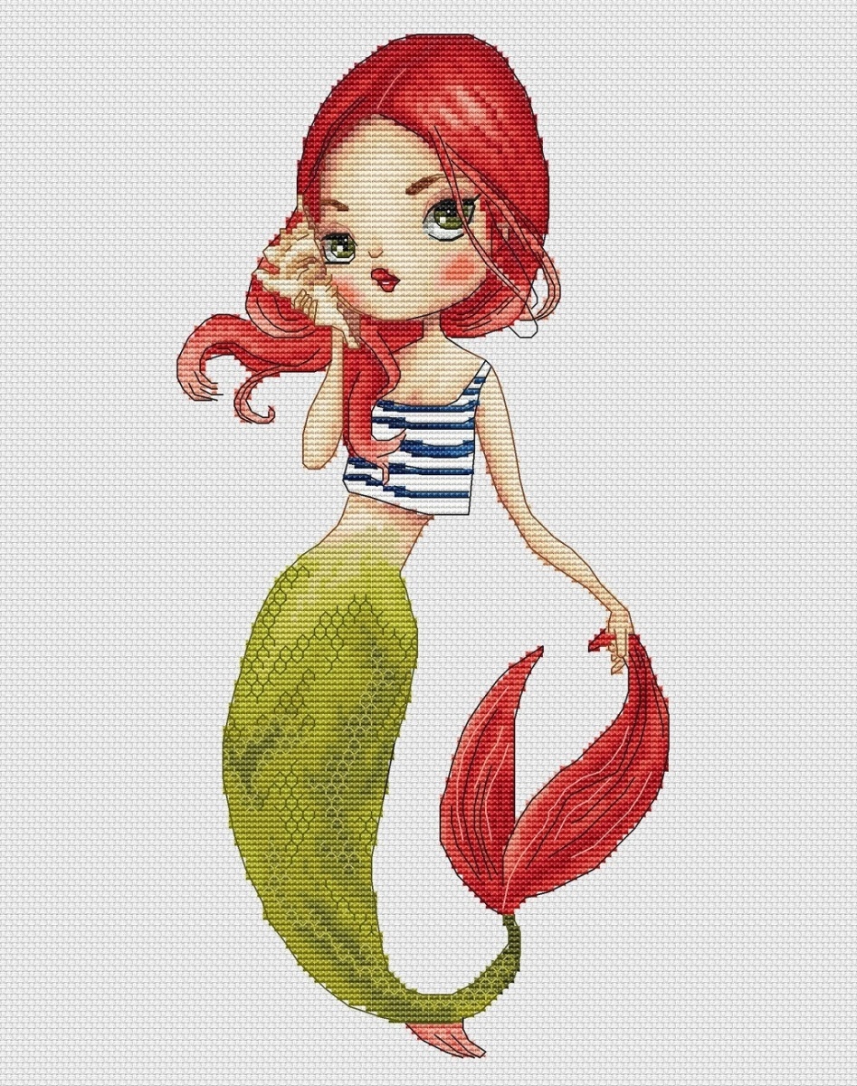 Red-haired Mermaid Cross Stitch Pattern фото 1