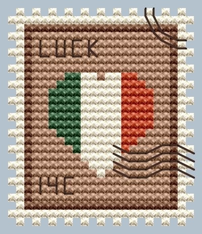 Irish Flag Postage Stamp Cross Stitch Pattern фото 1