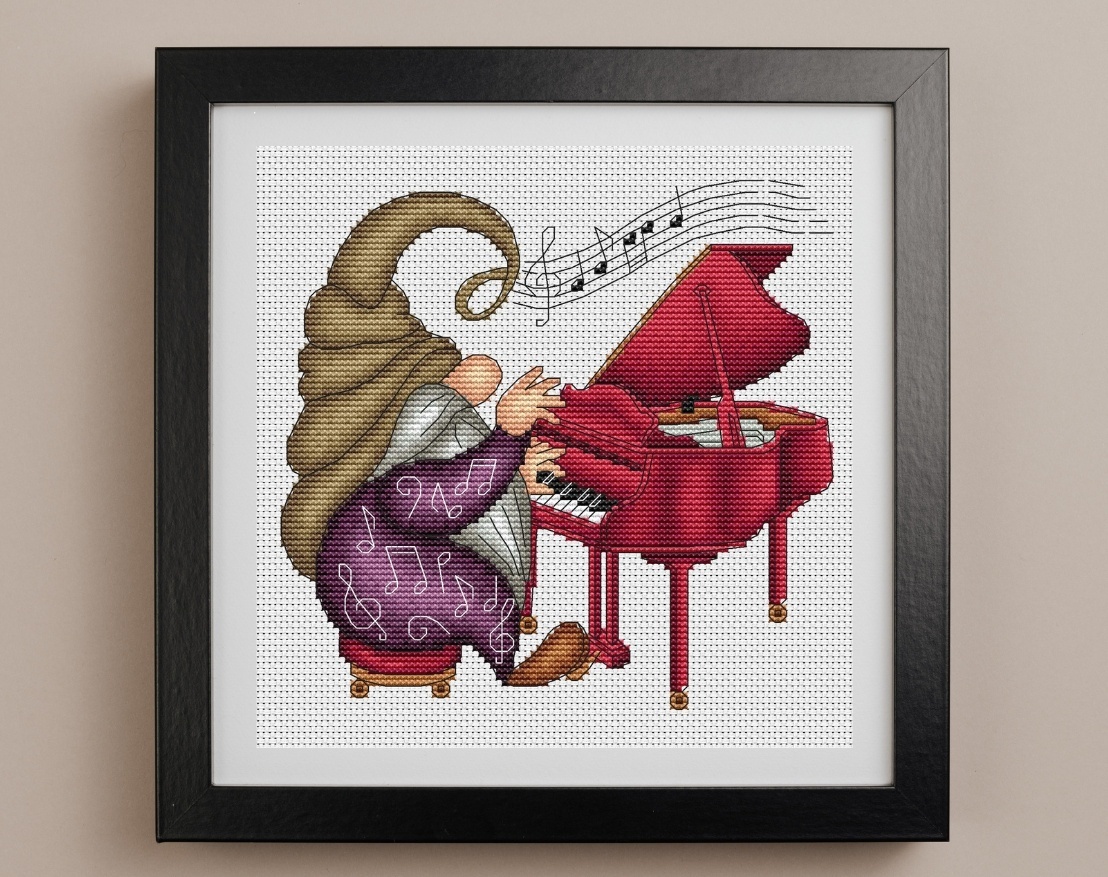 Pianist Gnome Cross Stitch Pattern фото 2