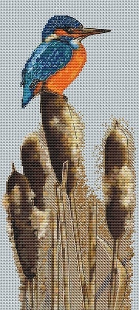 Kingfisher in the Reeds Cross Stitch Pattern фото 1