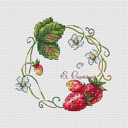A Strawberry Wreath Cross Stitch Pattern фото 1