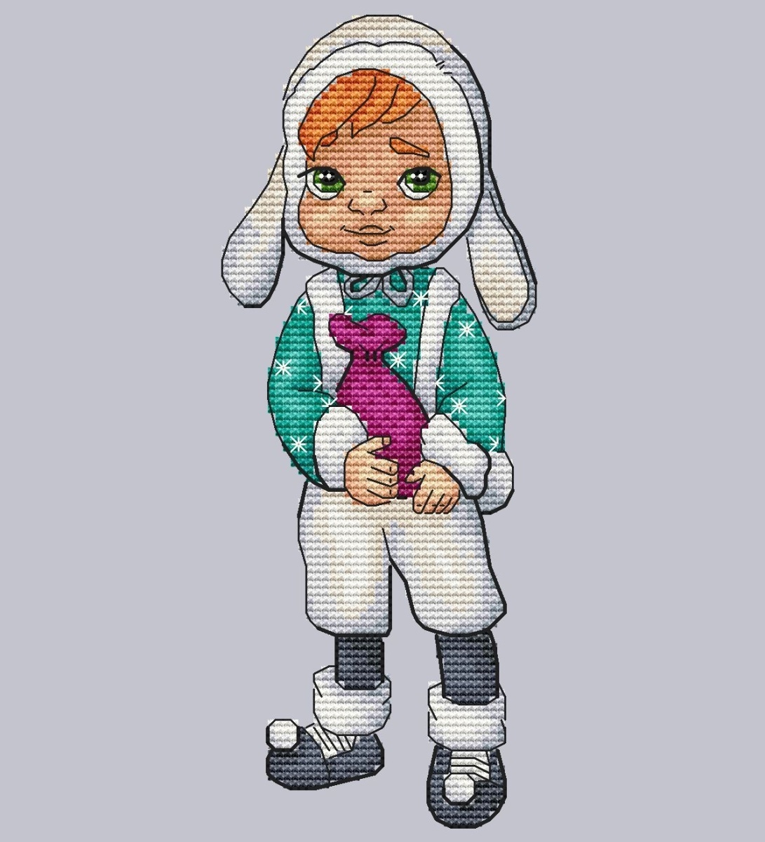 Boy in a Bunny Suit Cross Stitch Pattern фото 2