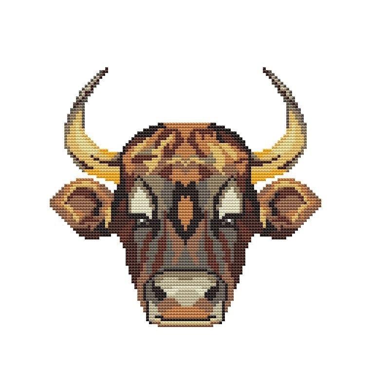 Bull Modern Cross Stitch Pattern фото 1