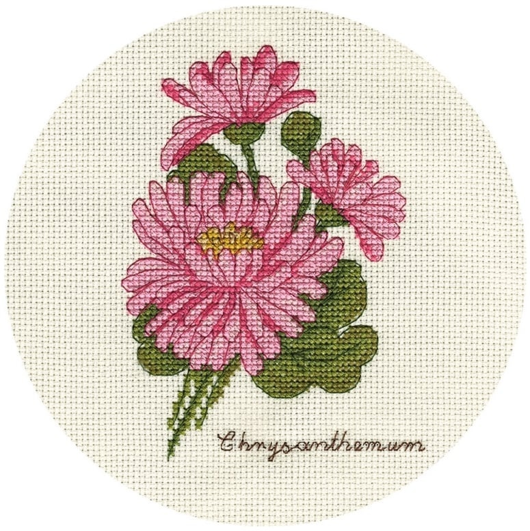 Small Bunch of Chrysanthemums Cross Stitch Kit фото 1