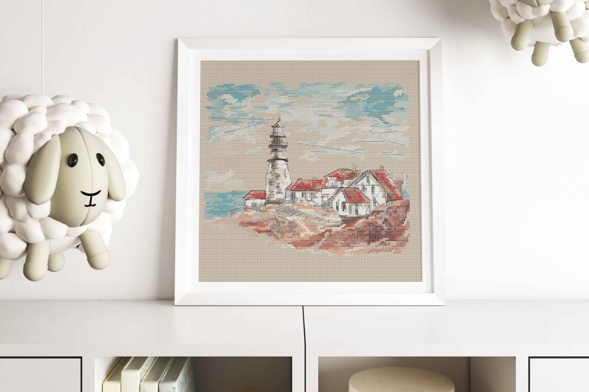 Old Lighthouse in the Village Cross Stitch Pattern фото 4