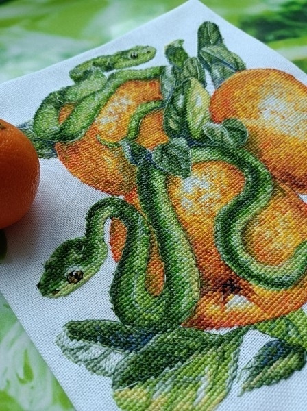 Snakes and Tangerine Cross Stitch Pattern фото 7