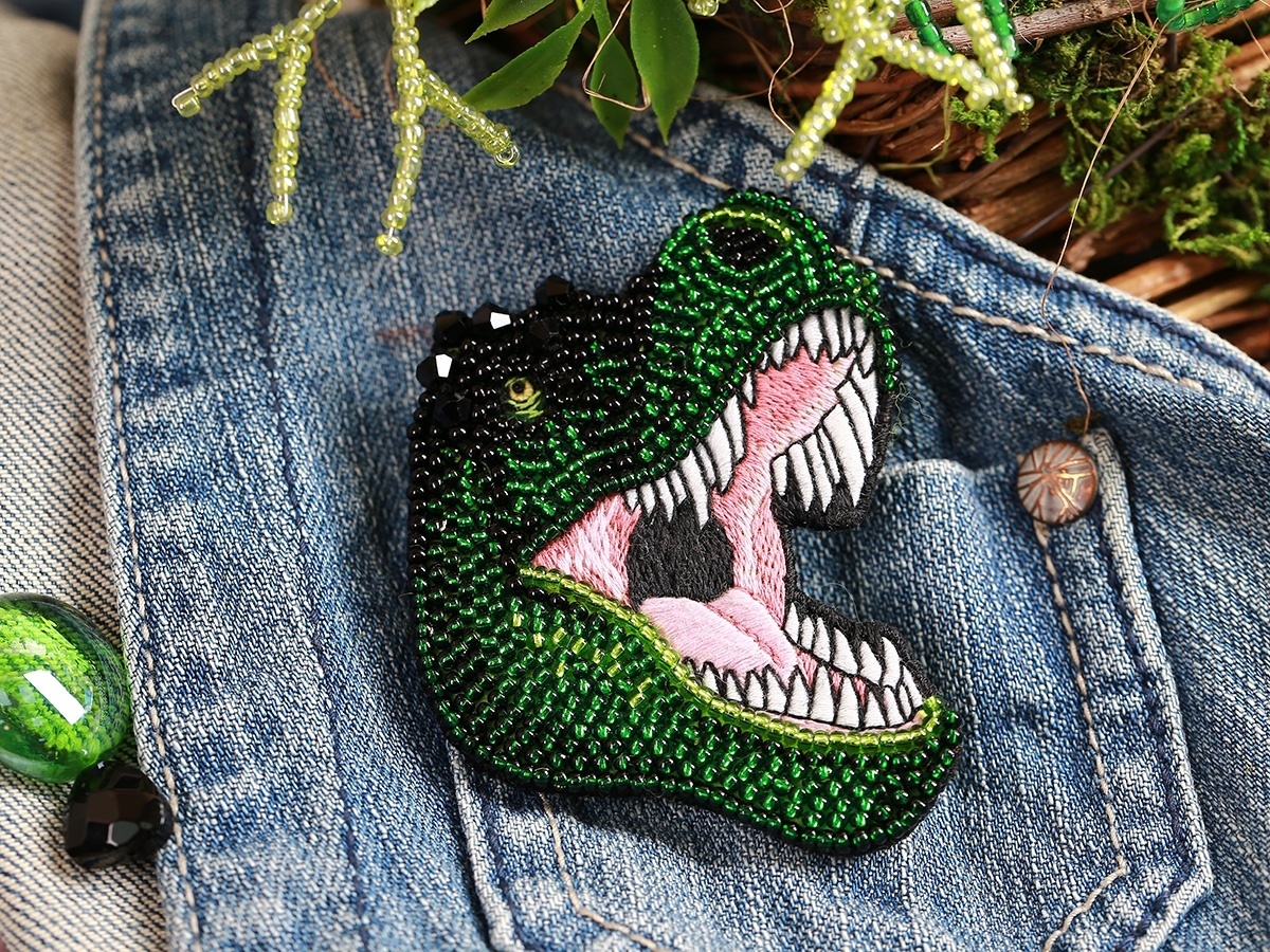 Brooch. Tyrannosaurus Bead Embroidery Kit фото 3