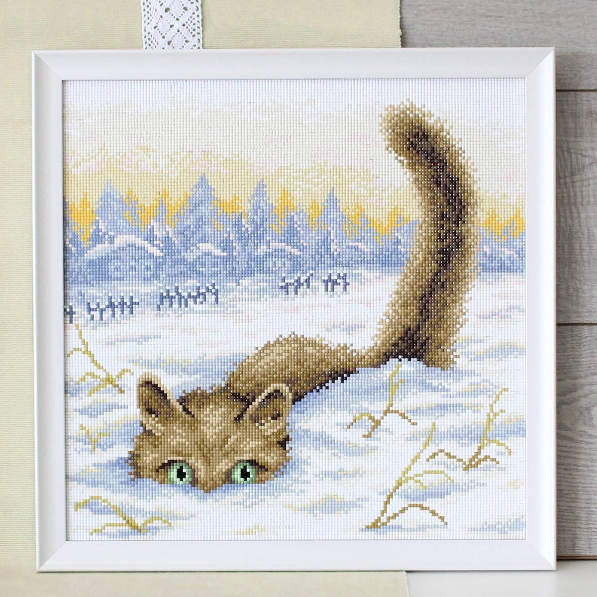 Cat in the Snow Diamond Painting Kit фото 2