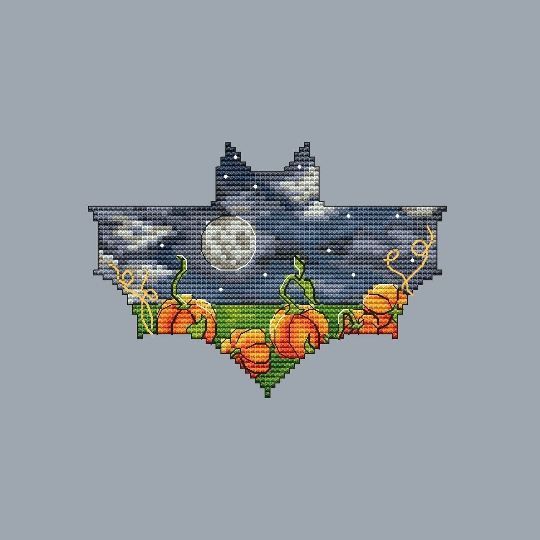 Pumpkin Field Cross Stitch Pattern фото 1