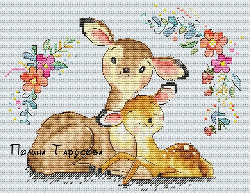 Deer Mom Cross Stitch Pattern фото 1