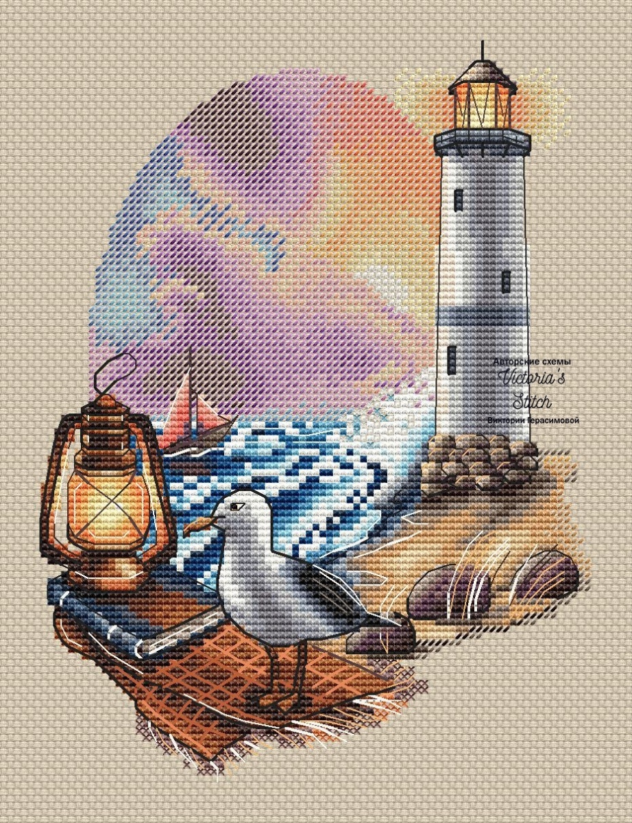 Autumn Lighthouse Cross Stitch Pattern фото 1