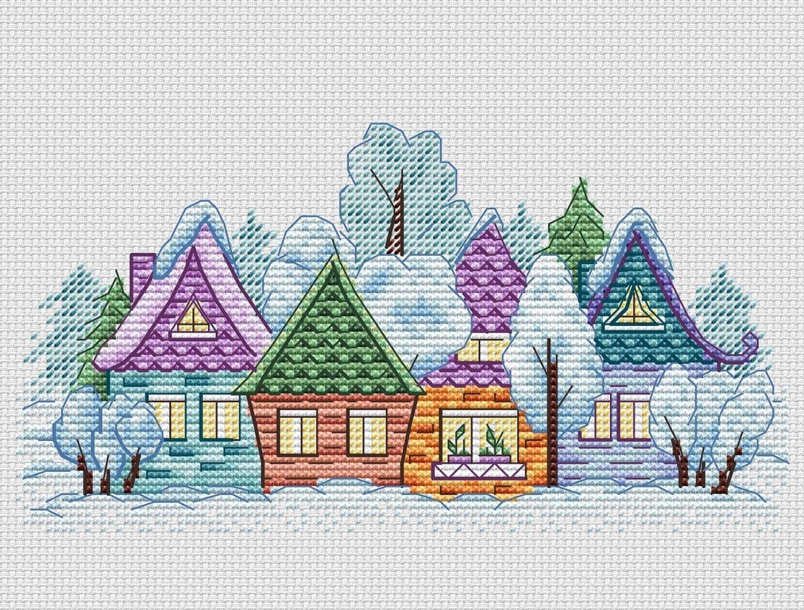 Little Village Cross Stitch Pattern фото 1